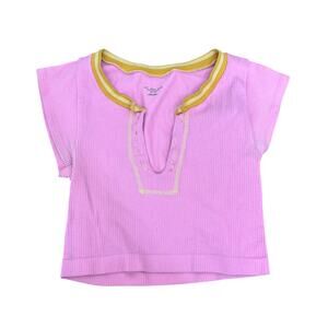 Out From Under Urban Outfitters 'Go For Gold' Ribbed Notch Neck Baby Crop Tee